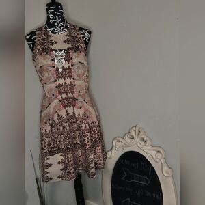 Mossimo Supply Co. Brown and Cream Patterned Mini Dress